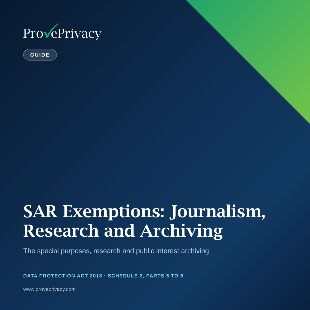 Guides | ProvePrivacy DSAR Exemptions Journalism Research and Archiving